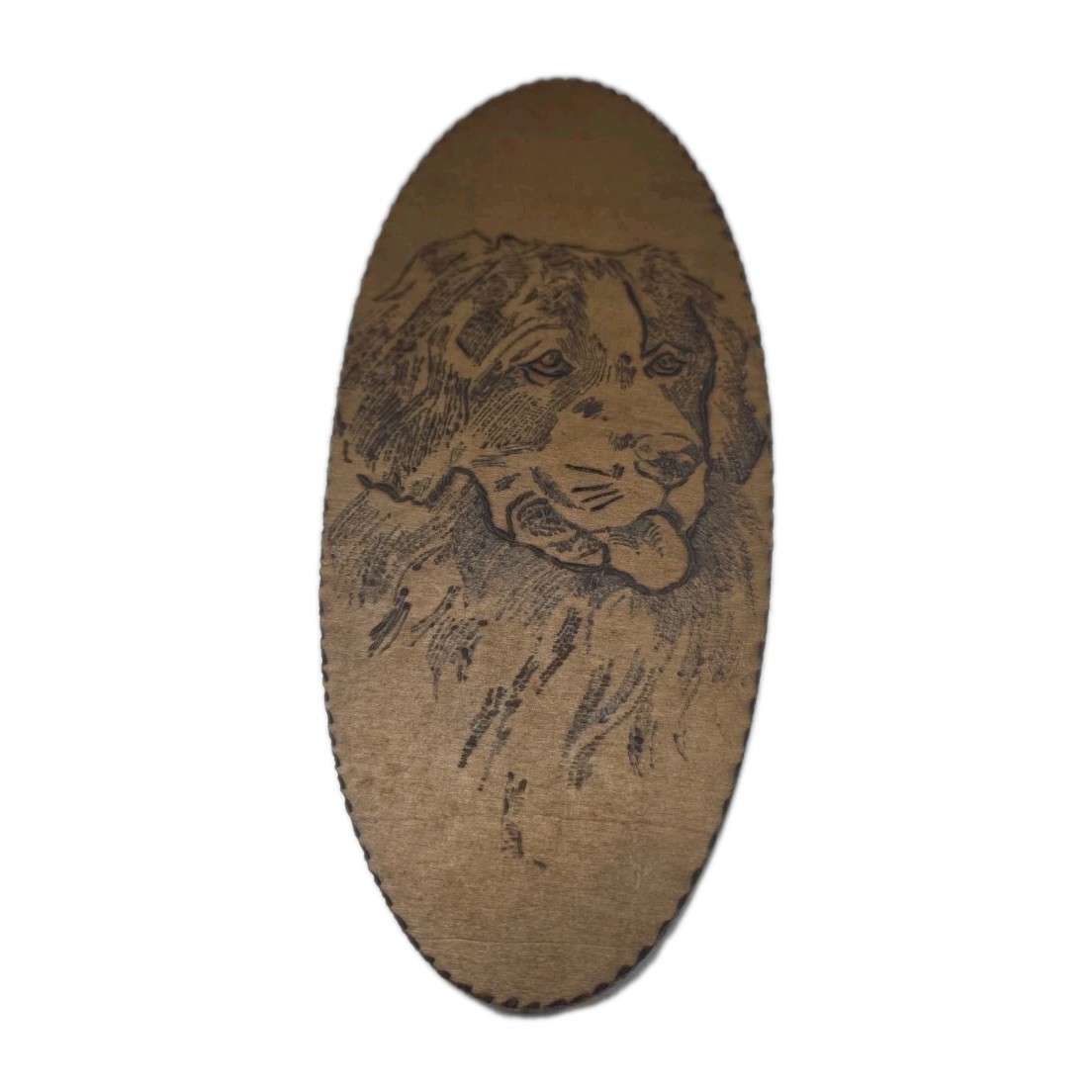 Antique Flemish Art Co 856 Pyrography Wood Plaque Dog Portrait Signed Maude