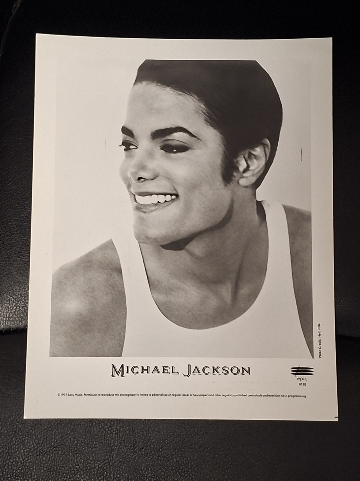 Michael Jackson Rare 1991 Promo Photo By Herb Ritts With Press Info On Back