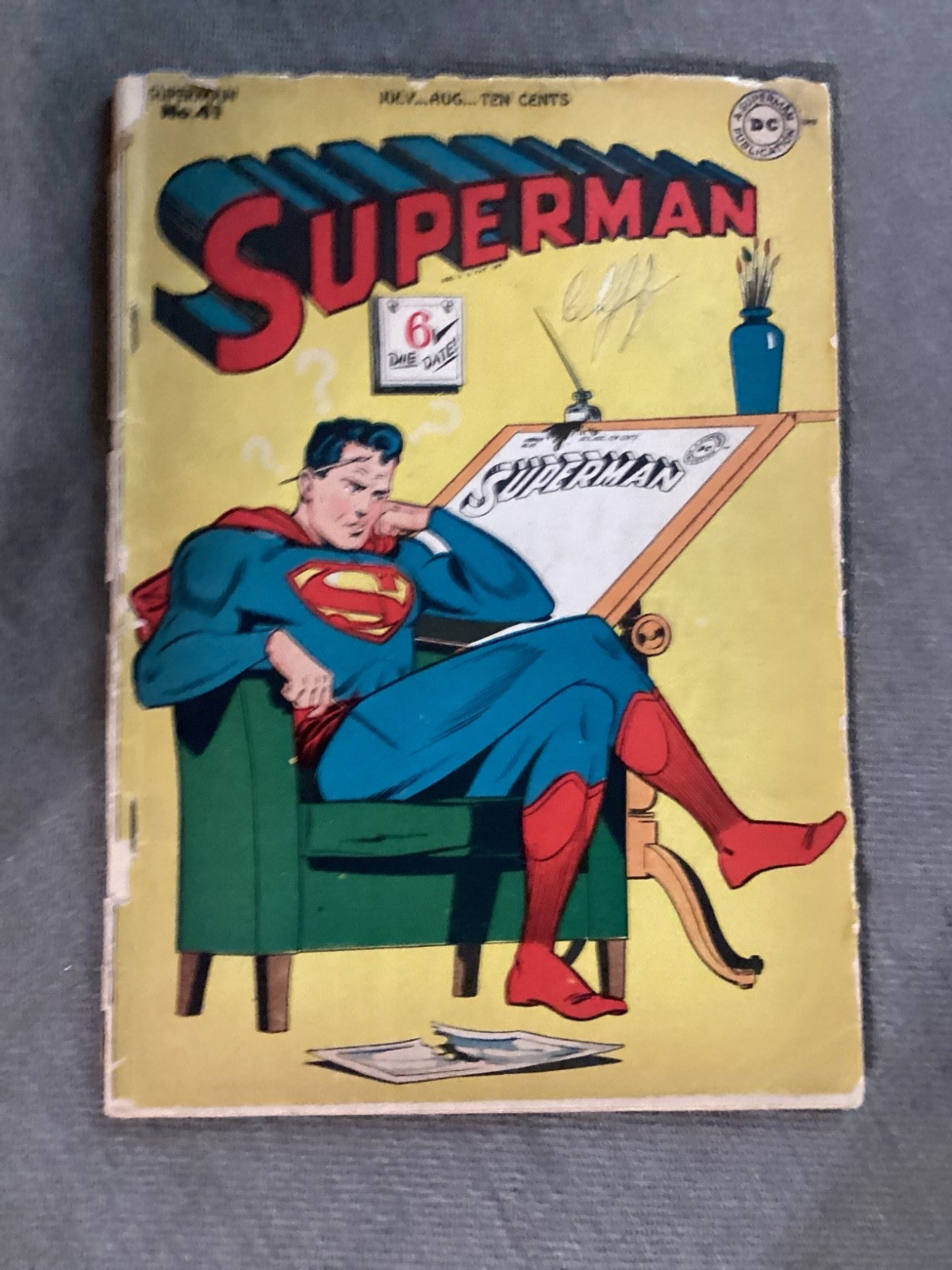Superman 41 Untitled Golden Age “Thinker” Cover  1946. Good+