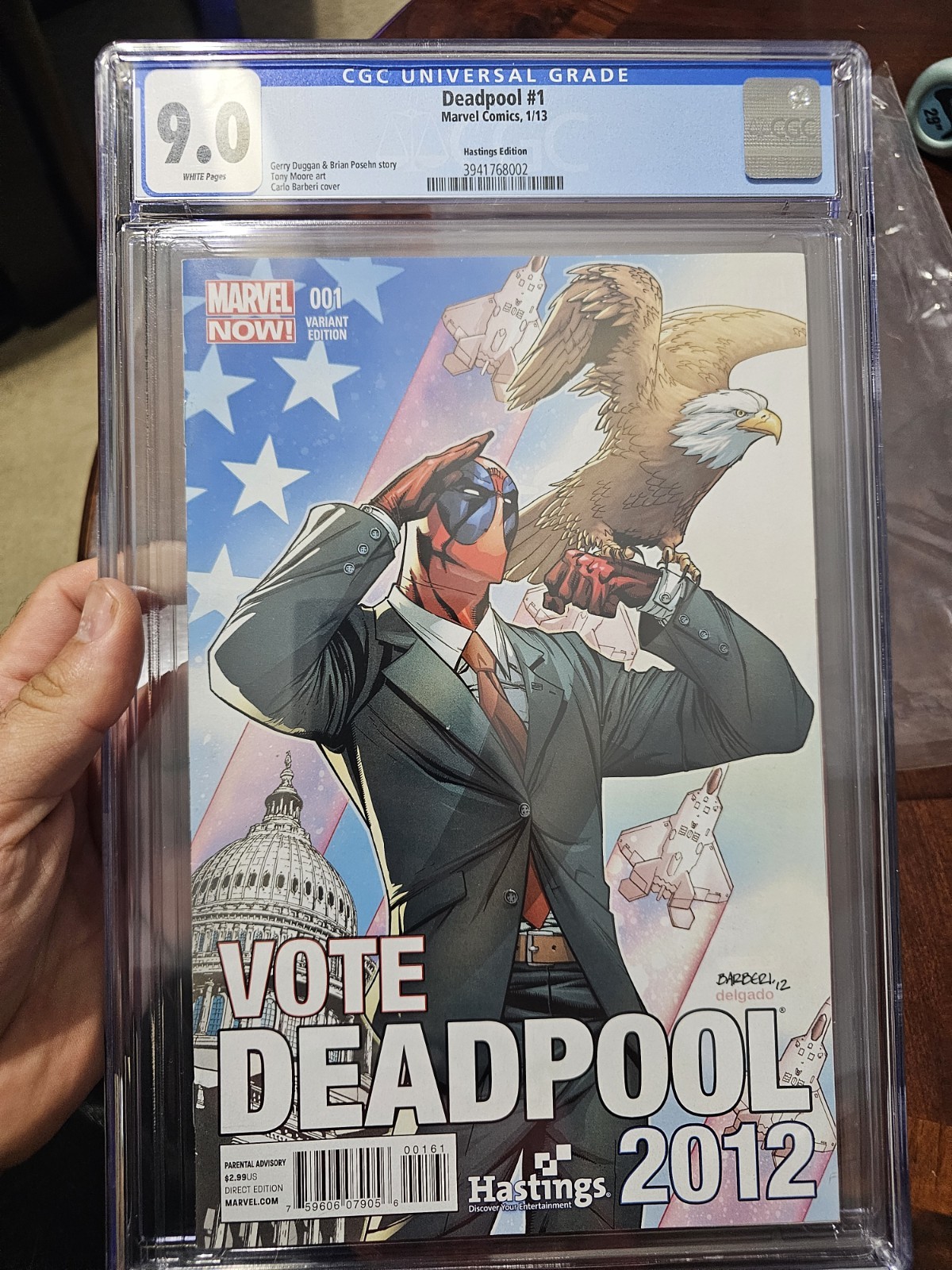 Deadpool #1 2013 Vote Deadpool Hastings Edition Marvel CGC 9.0 Graded See Pics