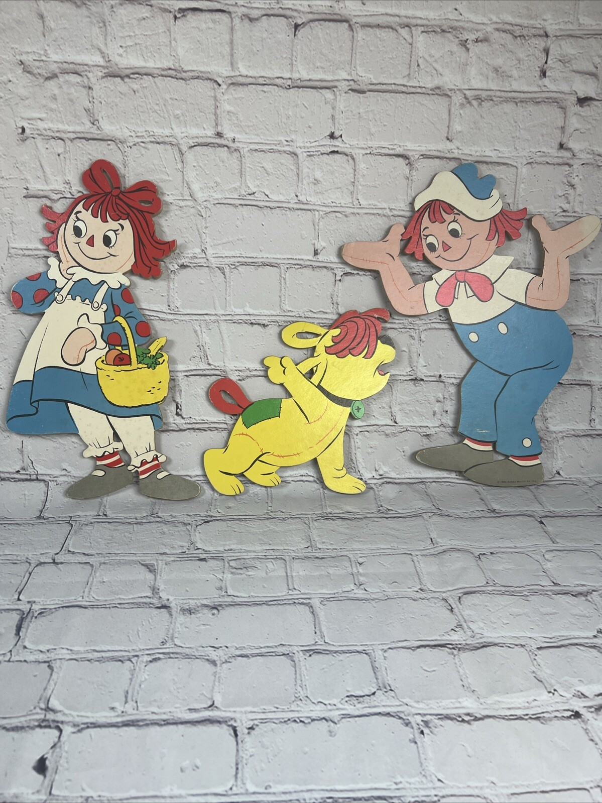 Bobbs Merrill Raggedy Ann Andy Arthur Cardboard Cut Out Wall Hanging Decor