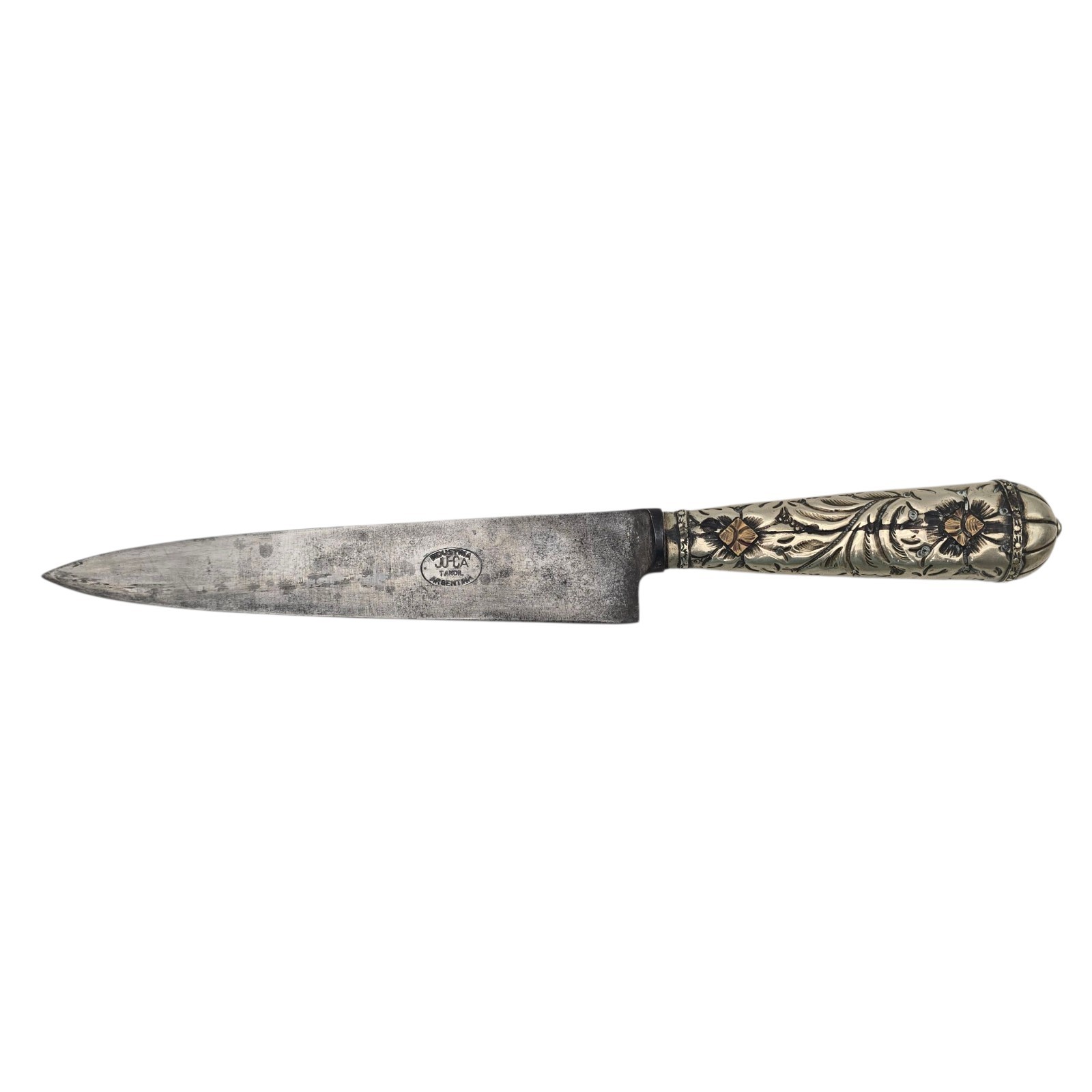 Vintage Ju-Ca Argentina Alpaca Silver Gaucho Knife Art Deco Silver Color 