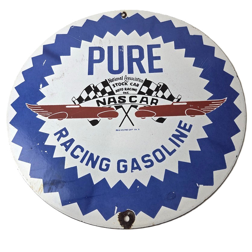 Vintage Pure Oil Co Sign - Gas Station Nascar Stock Car Porcelain Sign