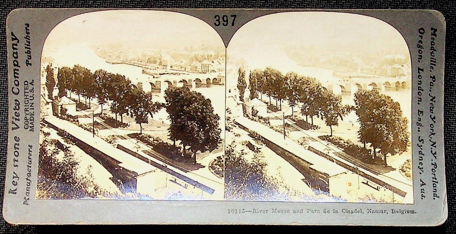 Namur Belgium River Meuse Stereoview Keystone View Co. 1914 Europe