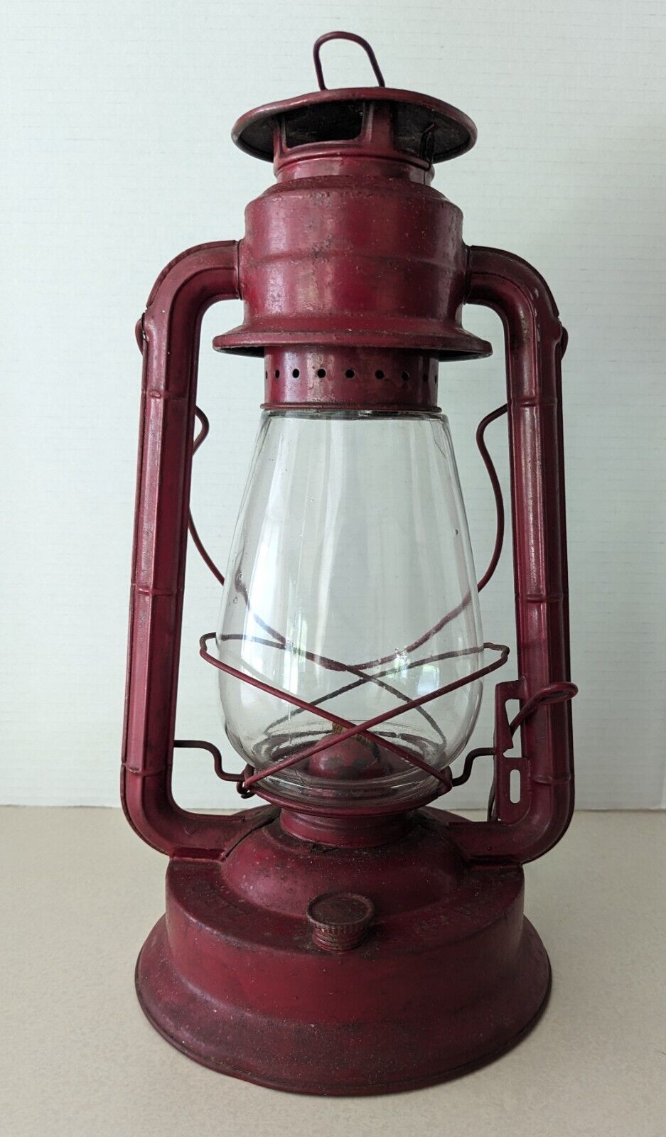 Vintage Dietz No. 2 Blizzard Red Kerosene Lantern N.Y. USA w/Clear Globe
