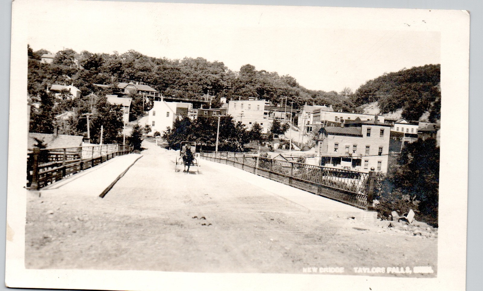 NEW BRIDGE taylor falls mn c1910 postcard minnesota rppc real photo postcard