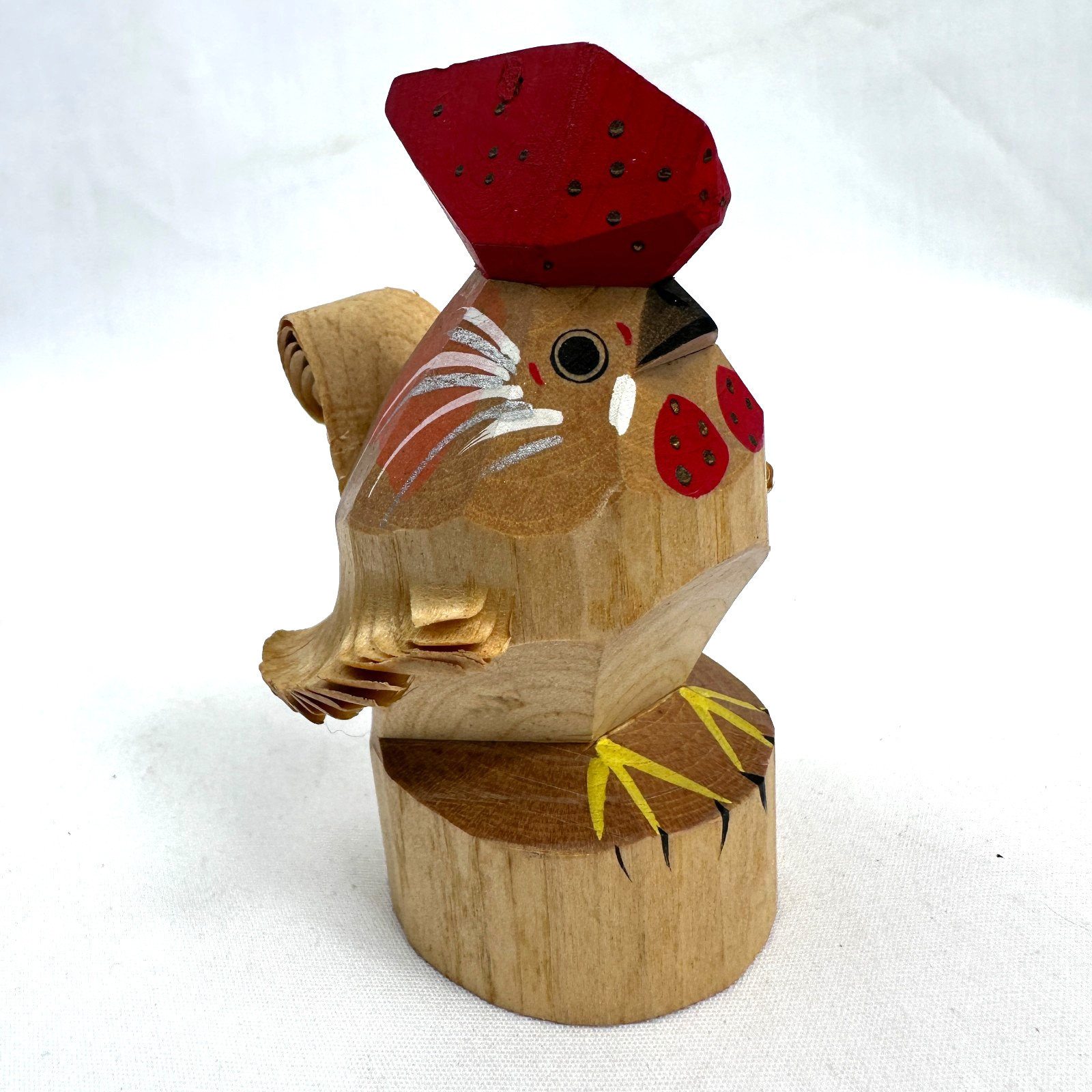 Vintage Japanese Sasano Ittobori Rooster Wood Carving Yamagata Mingei 3 5/8in