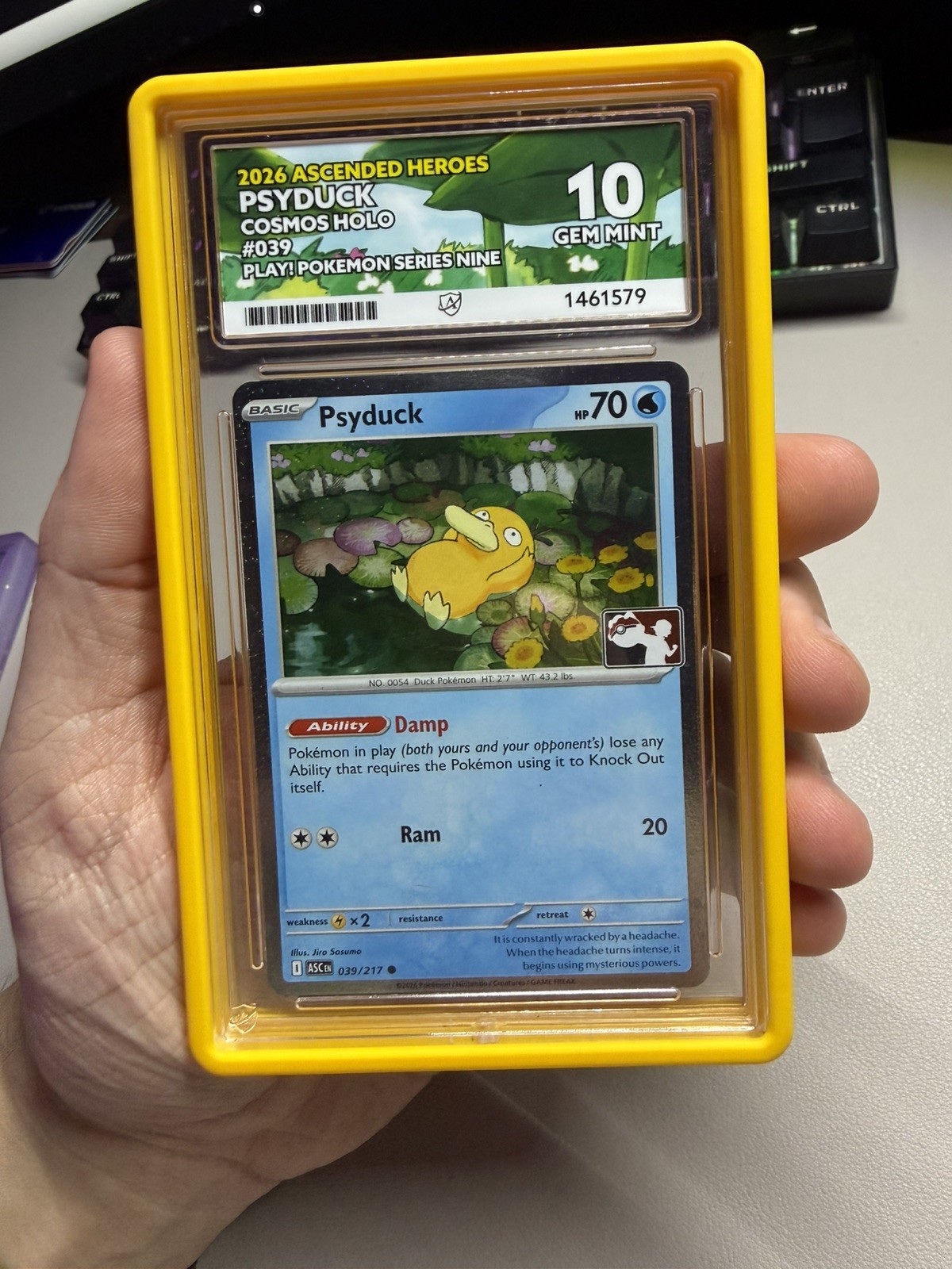 2026 ASCENDED HEROES PSYDUCK COSMOS HOLO PLAY POKEMON SERIES 9 ACE GRADED 10 