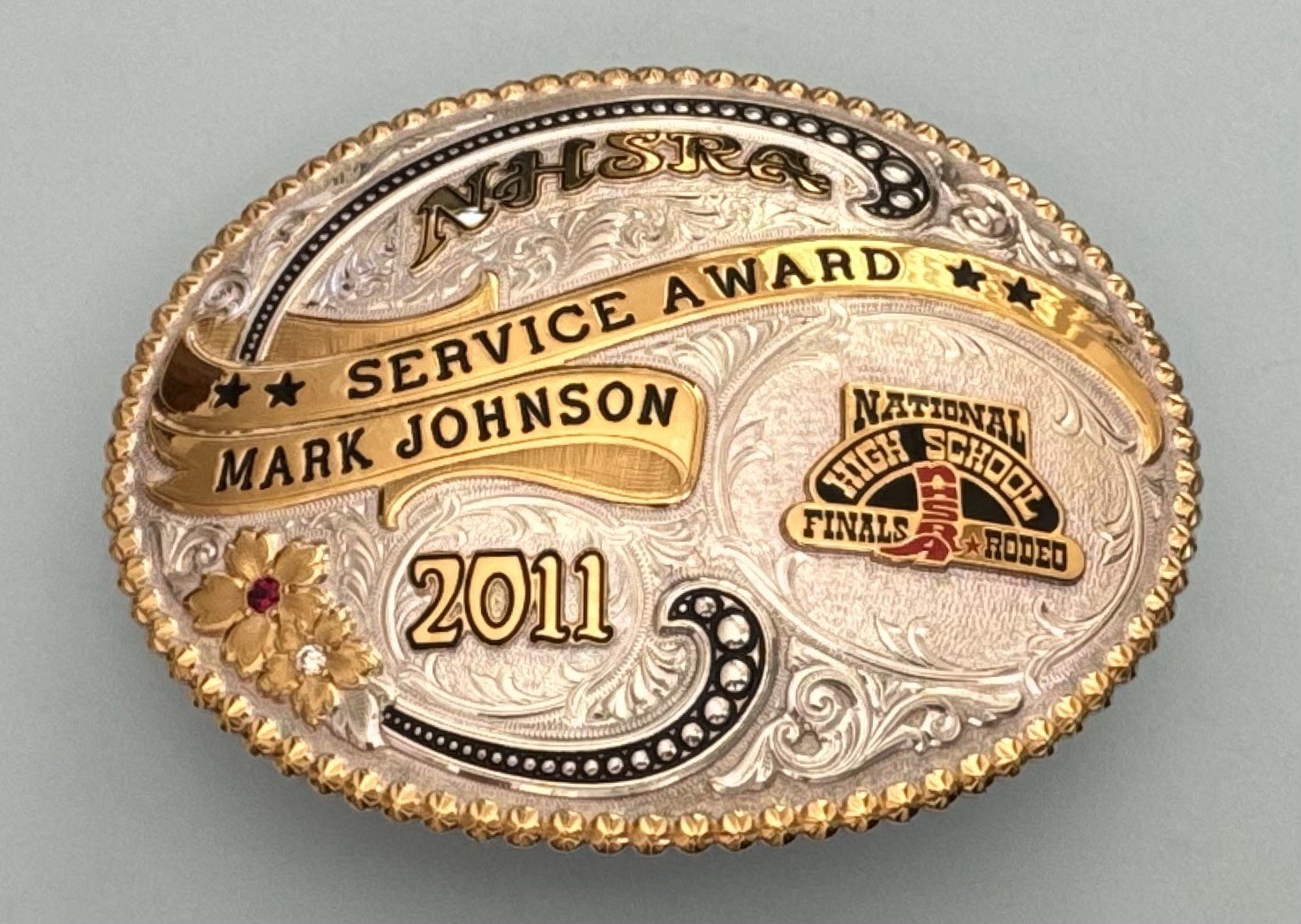 VTG RARE NOS 2011 NHSRA Rodeo Assoc Service Award Gist Gem Trophy Belt Buckle