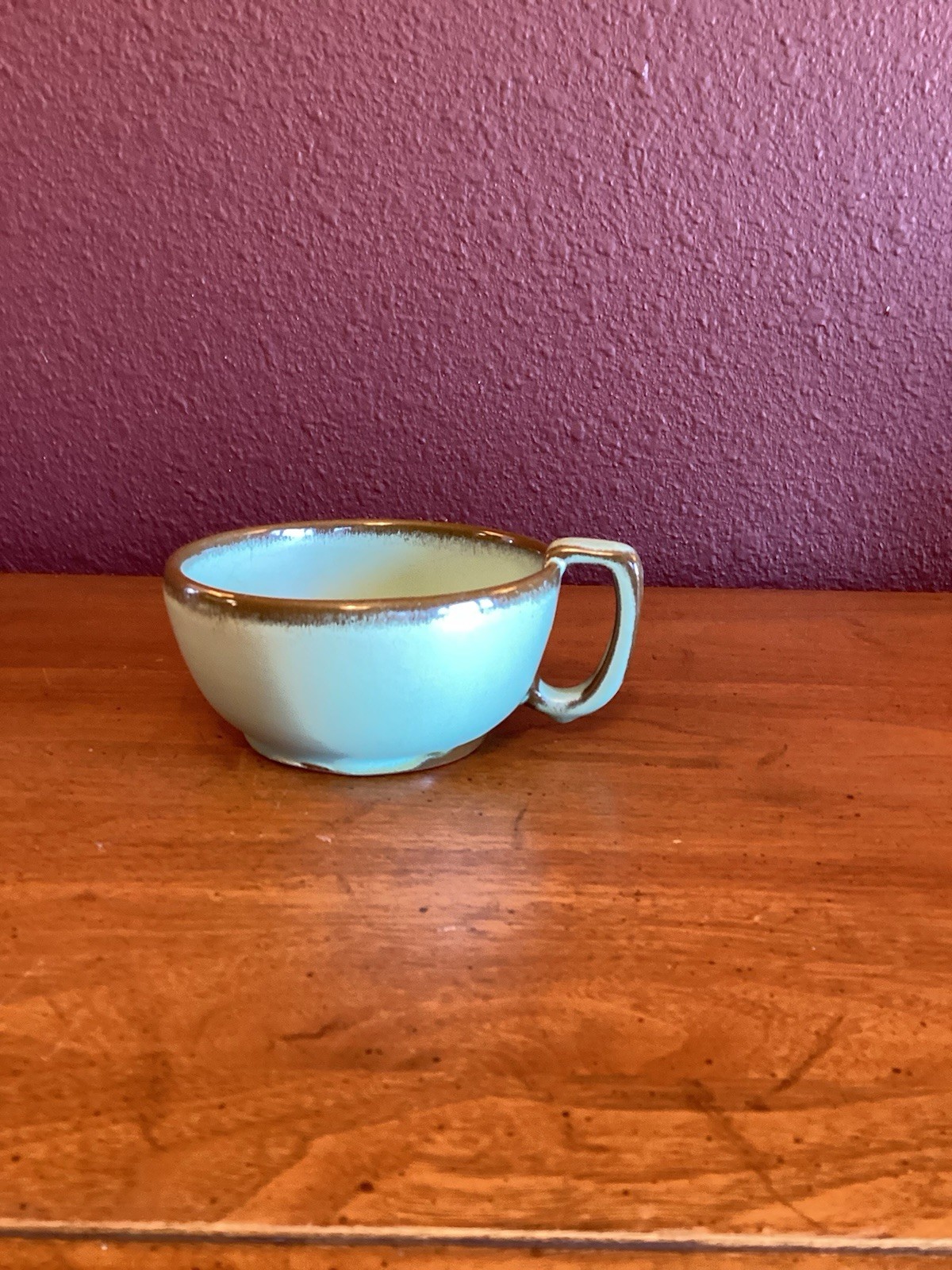 Vintage Frankoma Pottery Prairie Green Soup Mug #4SC
