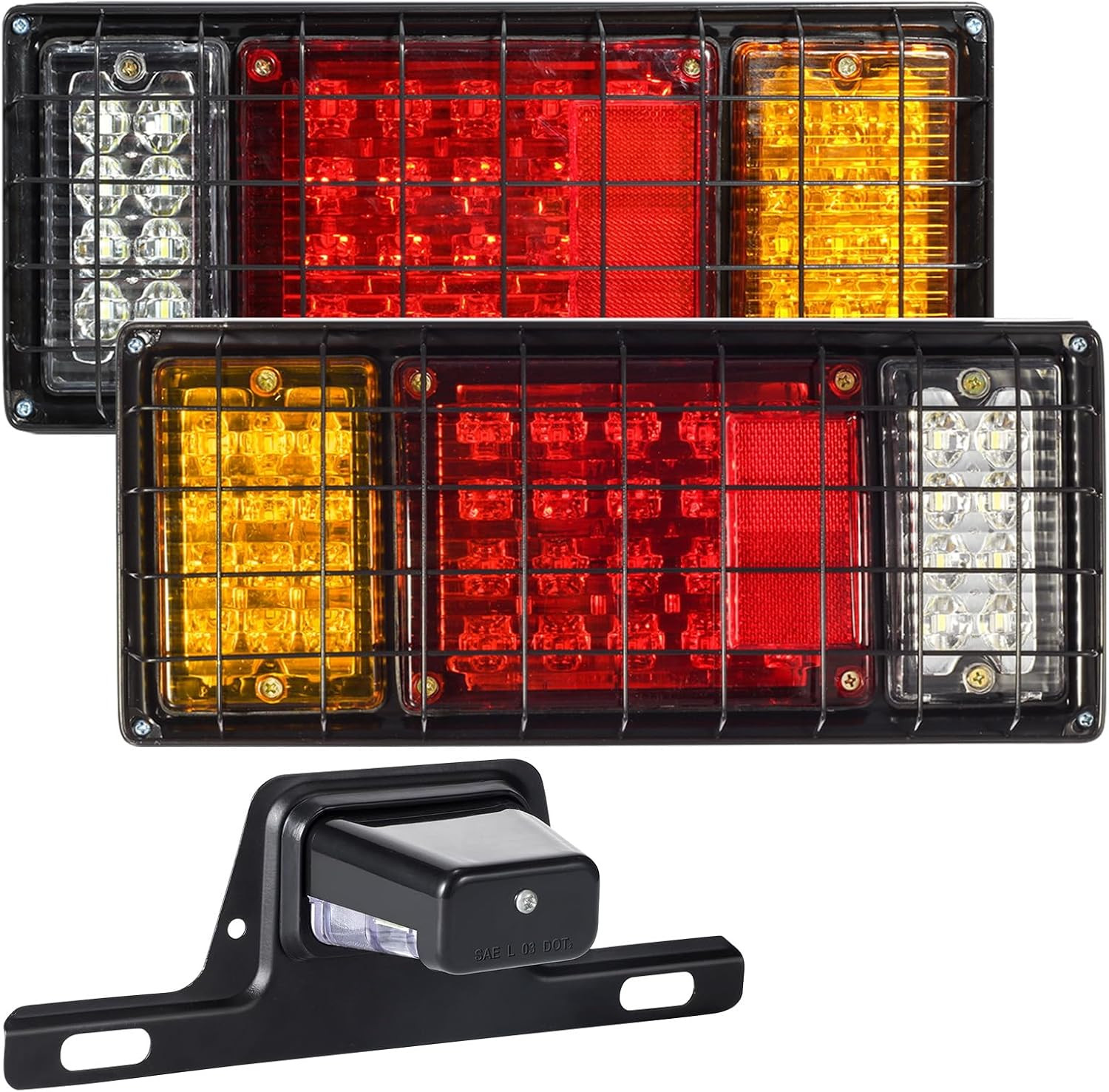 2Pcs LED Truck Trailer Tail Lights Bar Kit 40 LED, LED License Plate Light Water