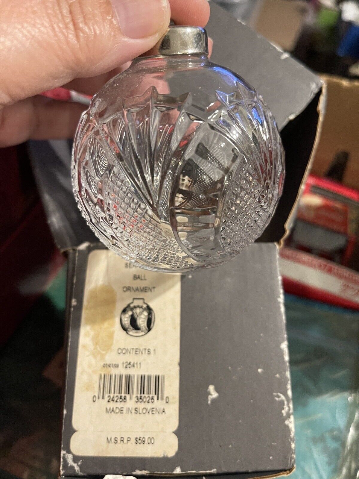Waterford Crystal Ornament Seahorse Ball In Original Box 2003 125411