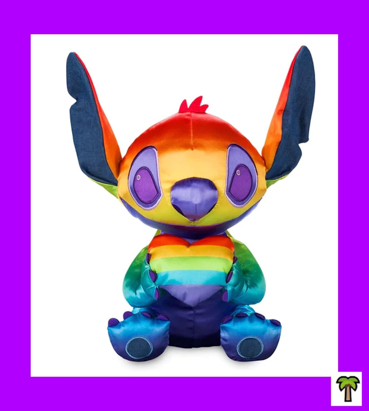 🌴 Disney Pride Collection Rainbow STITCH Plush holding Heart 15inch NEW