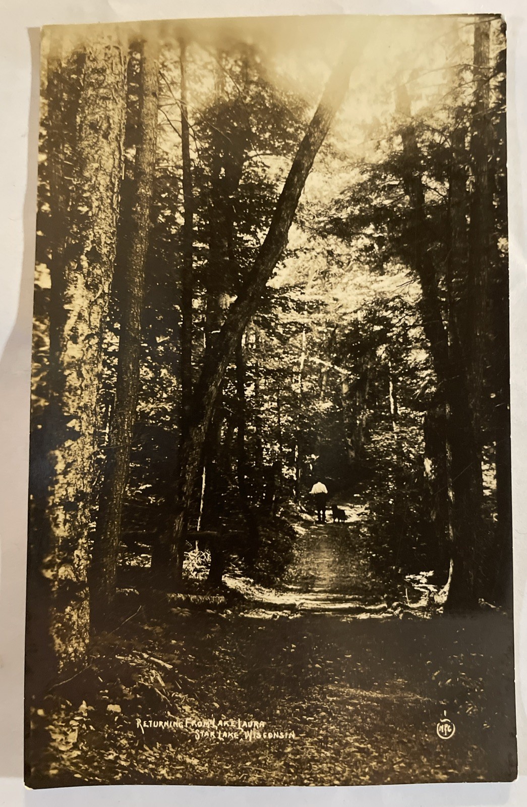 1914 RPPC Star Lake Wisconsin Man/dog Returning From Lake Laura