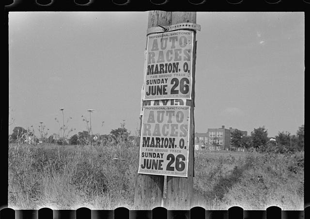 Photo:Central Ohio OH Route 40 1938 Auto Races Marion O. Posters