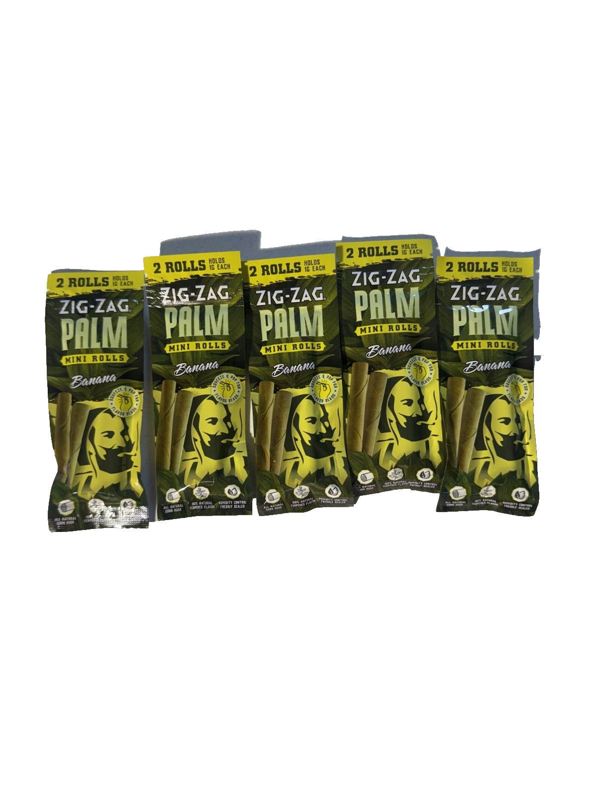 ZIG-ZAG Natural Palm Leaf Mini Rolls Banana - 5 Pouches (10 Total)