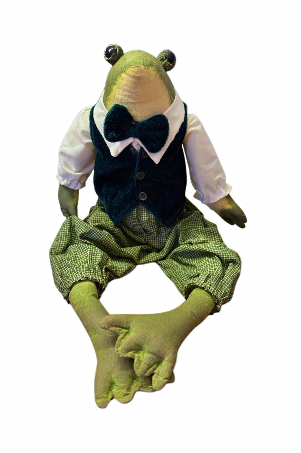 Vintage Judy Wachlin Everett Frog Doll 1990s Folk Art Primitive NWT 17”