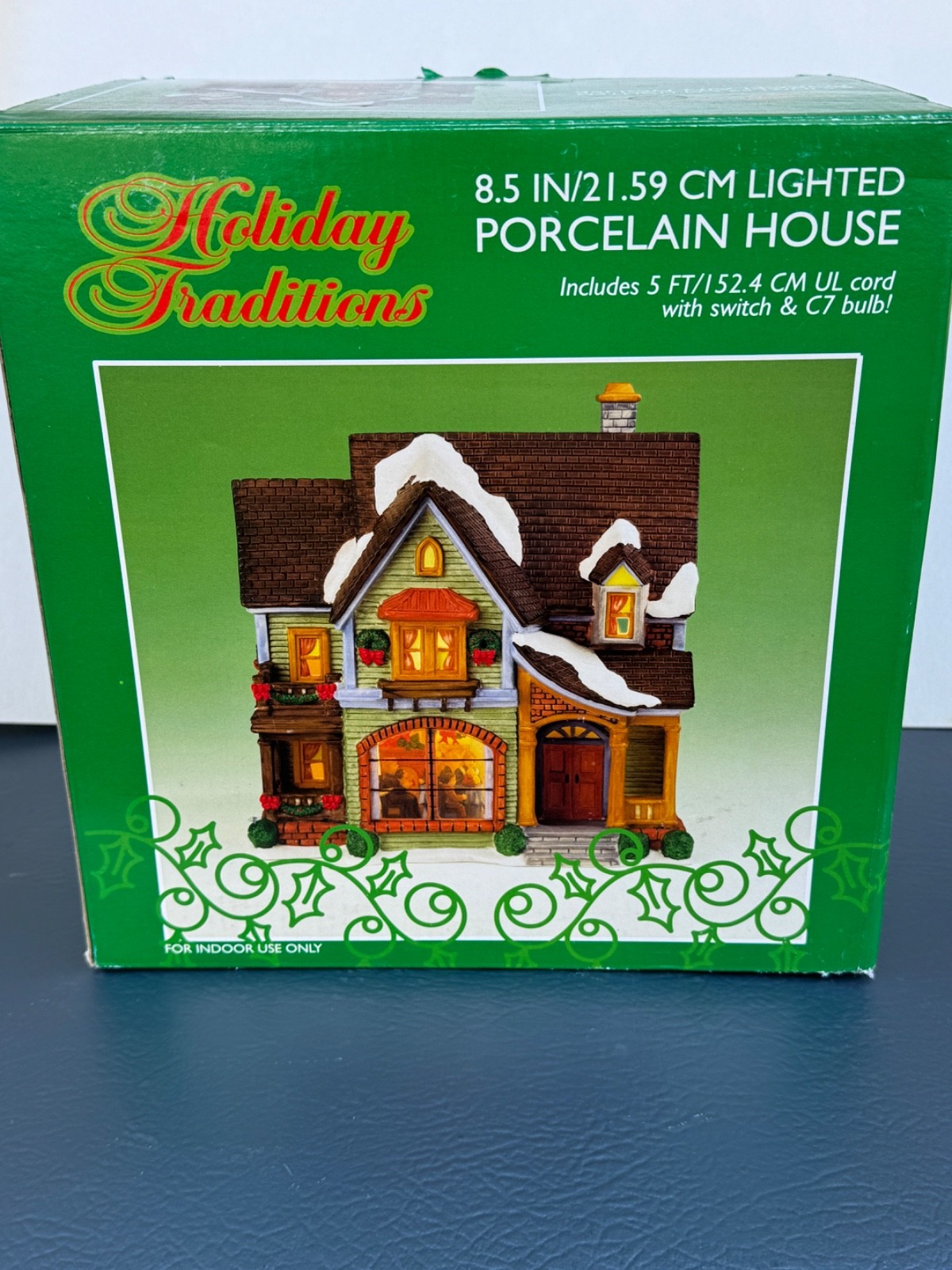 Holiday Traditions Christmas Village House Lighted Porcelain Painted Boxed Holiday Traditions Christmas Village House Lighted Porcelain Painted Boxed