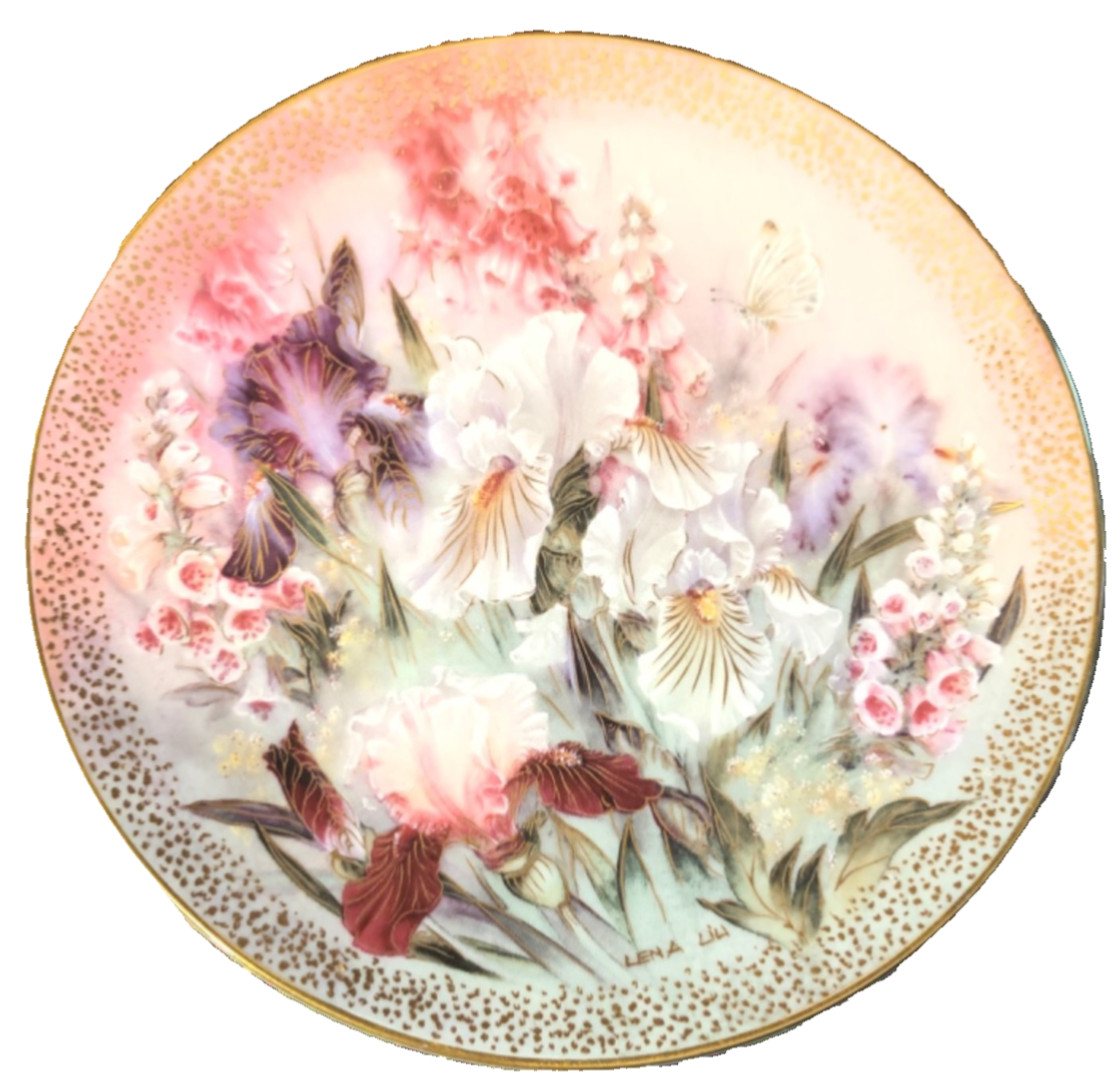 VTG 1991 Lena Liu 'Iris Quartet' Collectible Plate Symphony of Shimmering Beauty