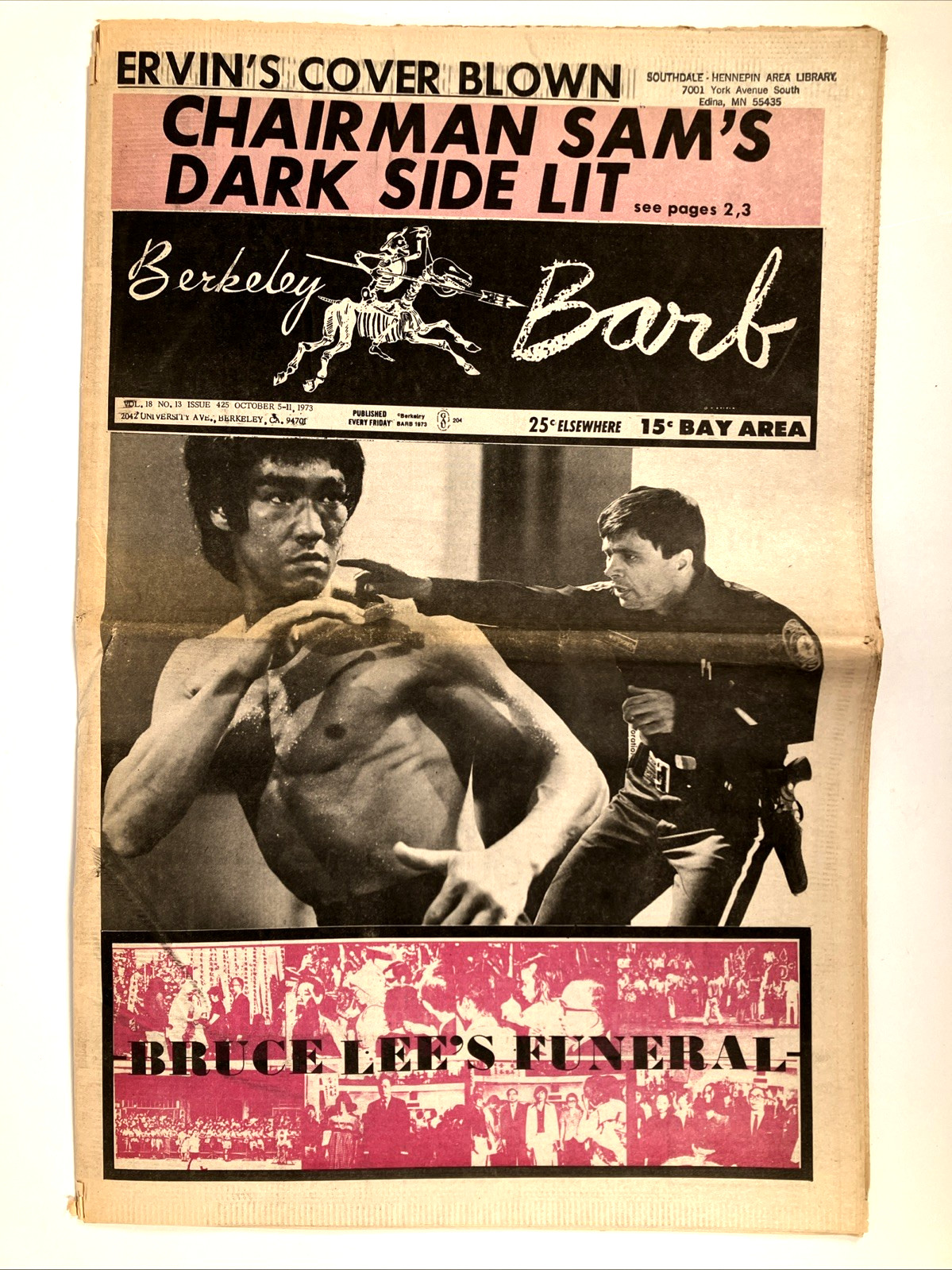 Bruce Lee’s Funeral Berkeley Barb 425 Allen Ginsberg Abbie Hoffman Oct 1973