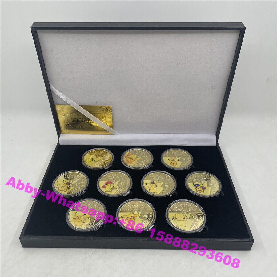 10pcs Japanese Anime Gold Plated Coins POKE-MEN charizard coin Collection gifts