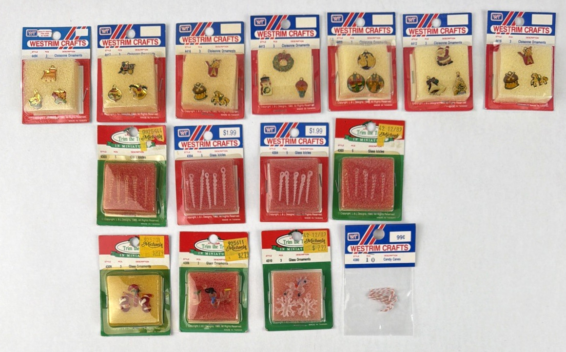 Vintage Westrim Miniature Christmas Tree Ornaments Lot Mini 1980s