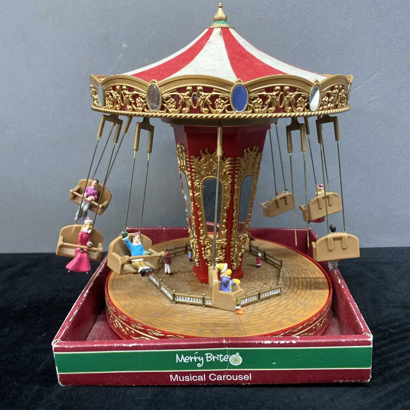 Merry Bright Swing Carousel Spinning Musical Works Damaged READ