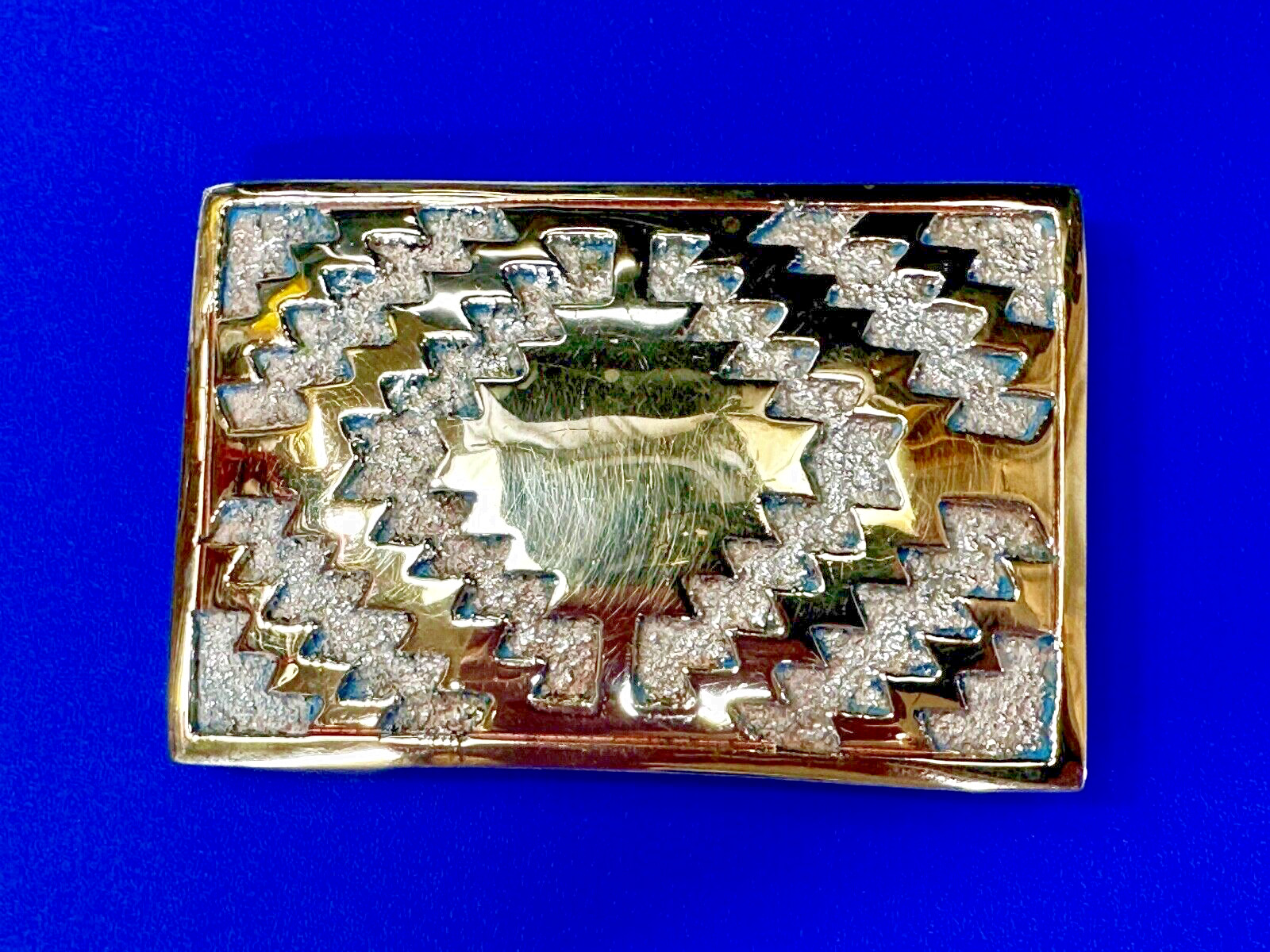 Navajo R.H. Randy Hoskie Vintage Artisan Bronze Belt Buckle with silver plating