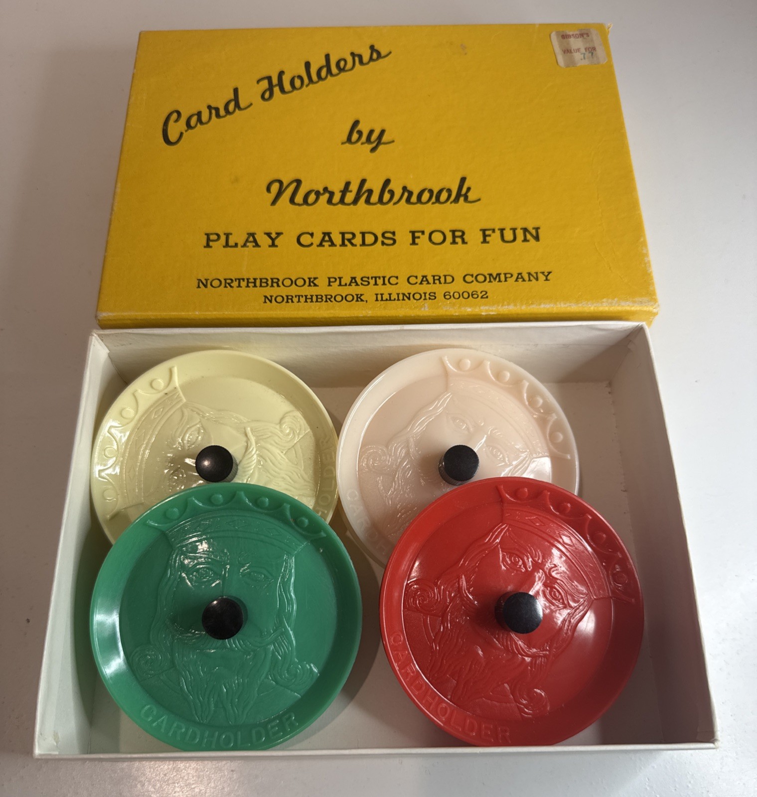 Vintage Playing Card Holders / By Northbrook /Set Of 4 / Spring Holders