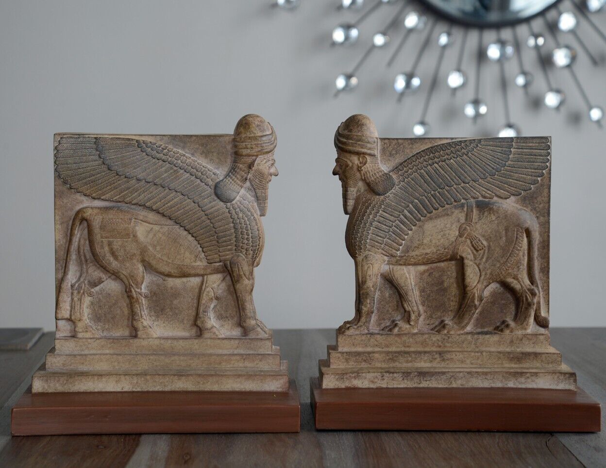 Assyrian Empire Nimrud Palace Winged Guard Bookends Reproduction Replica