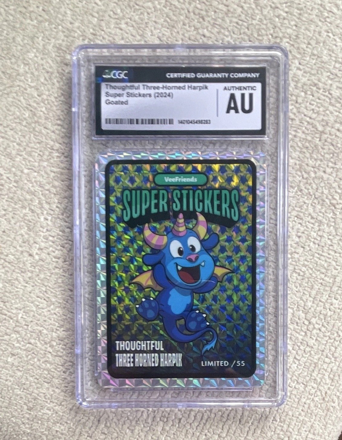 GOATED 1/55 2024 Super Stickers Thoughtful Three-Horned Harpik CGC AU VeeFriends