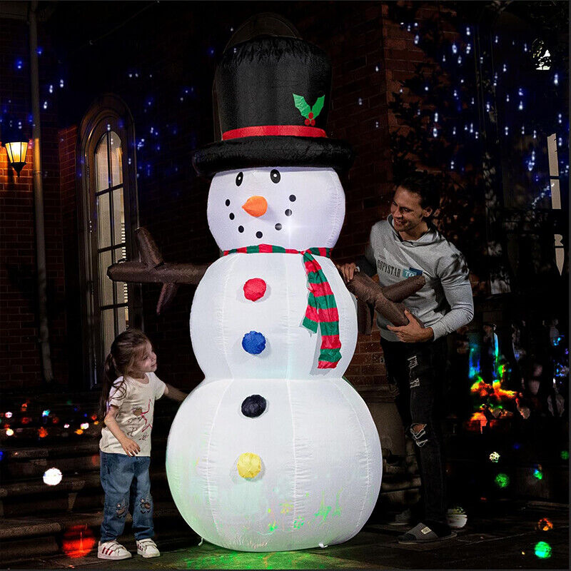8ft Christmas Inflatable Snowman Colorful Rotating Led Lights Lawn Yard Deco