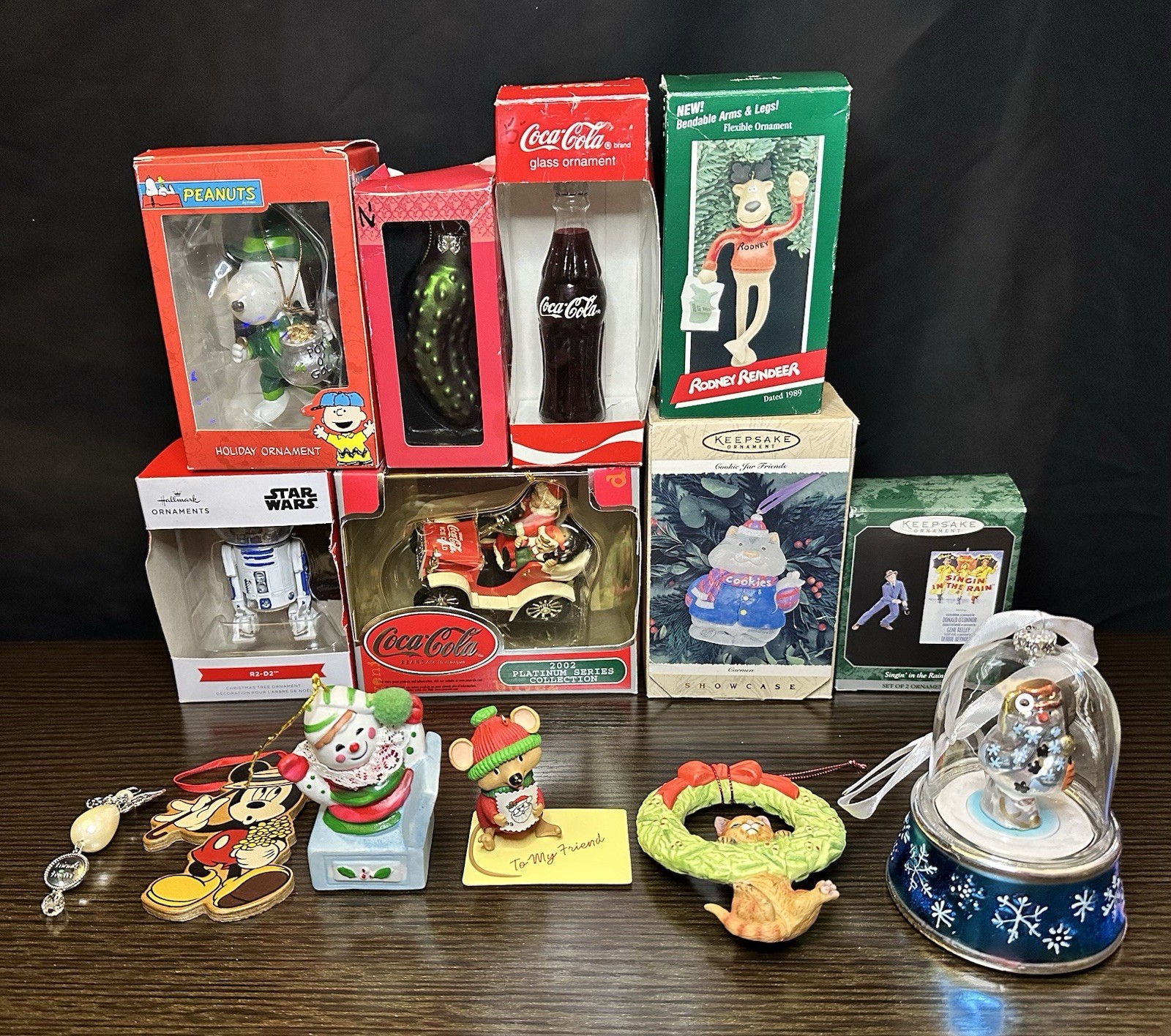 Lot of 14 Christmas Ornaments Disney Snoopy Coke Hallmark Keepsake Kurt Adler