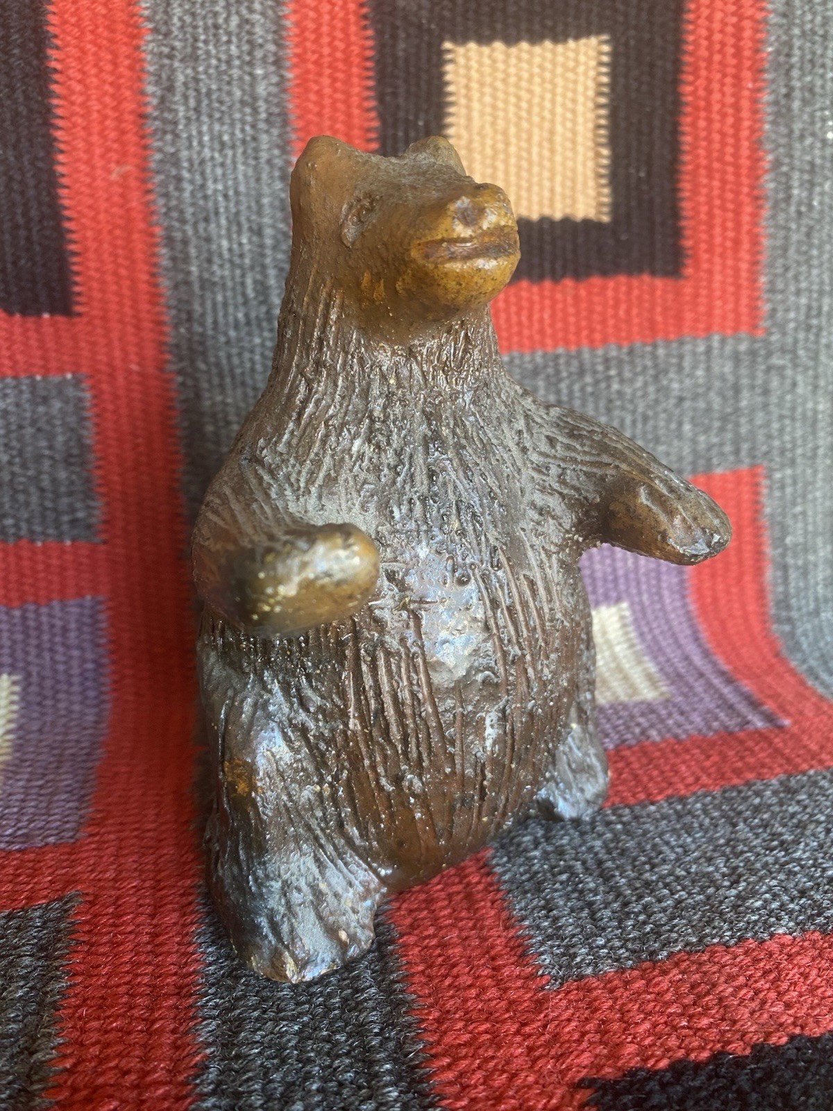 Louise Goodman Navajo Pottery Bear Signed LRG Folk Art Piñon Pitch Native 4.75”