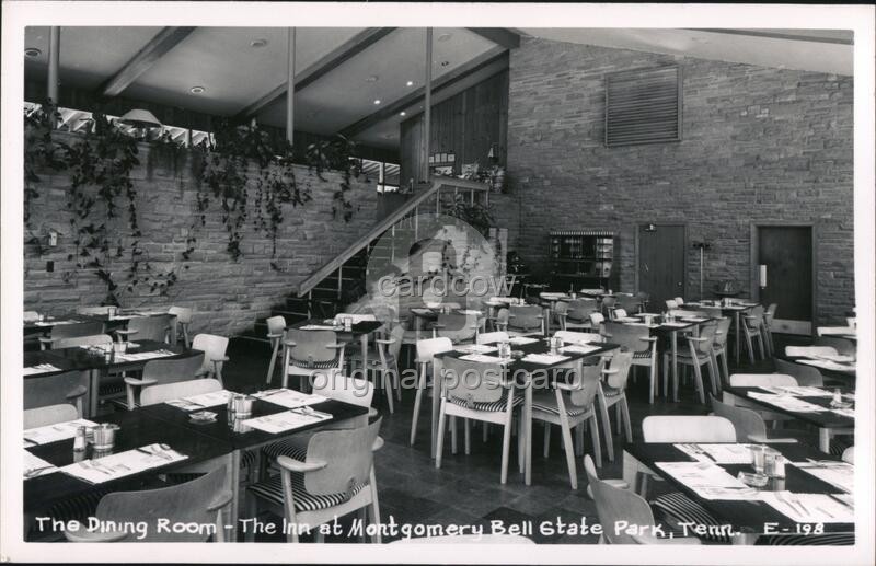 Burns, Tennessee TN Dining Room, Inn Montgomery Bell State Park Cline E-198 RPPC