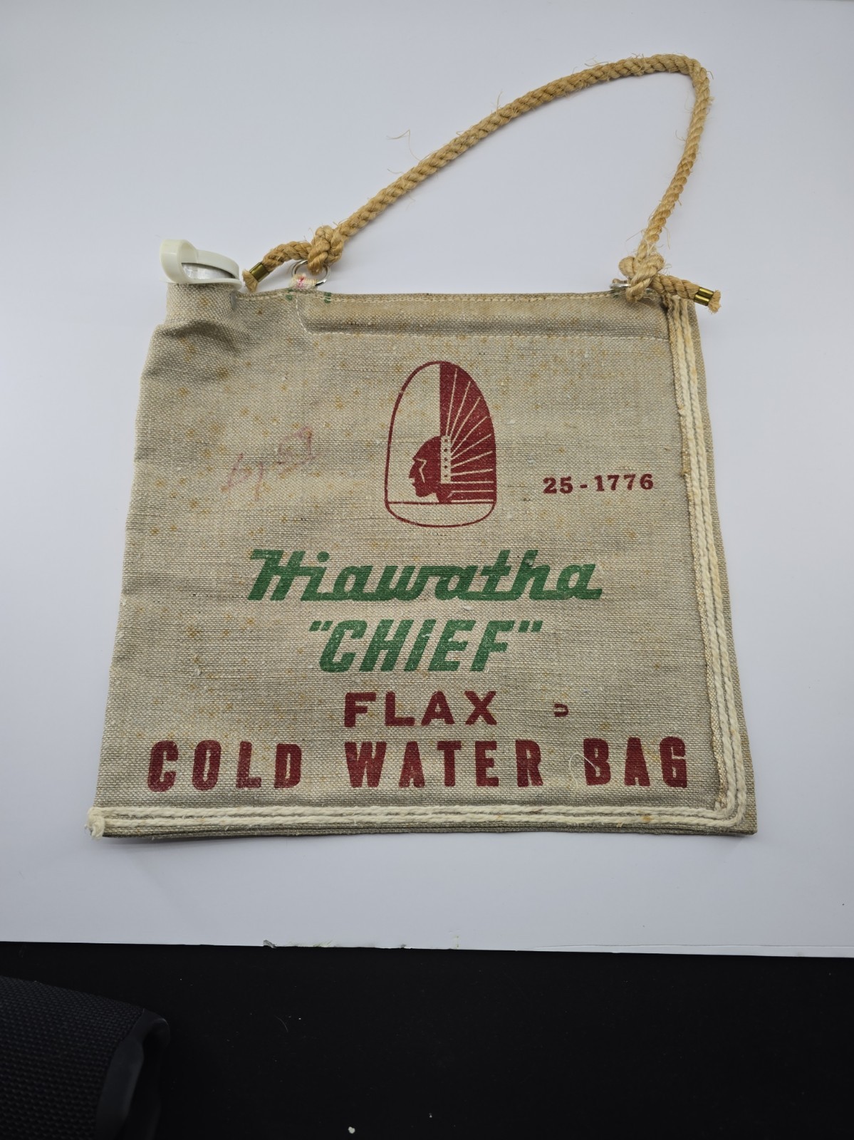 VTG Hiawatha Chief Water Bag Tent Flax Camp Native Indian Oil Rare OK Fire 1776
