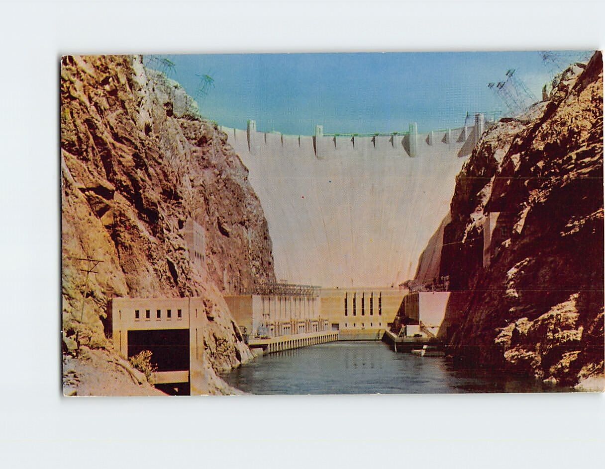 Postcard Downstream Face of Hoover Dam Nevada-Arizona USA