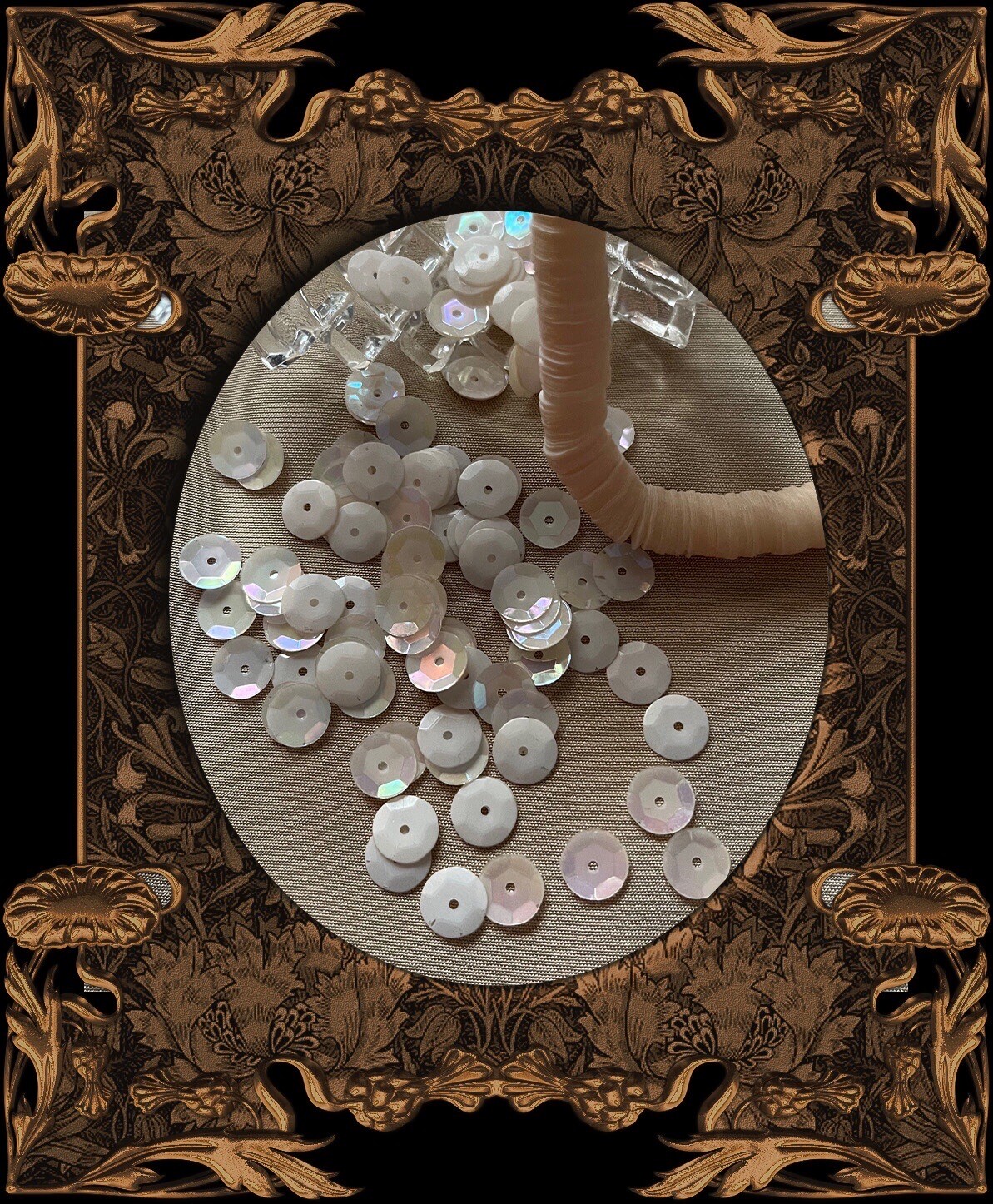 Antique Sequins Coconut Aurora Borealis 8MM Rare France Art Nouveau 1930 Lot NOS