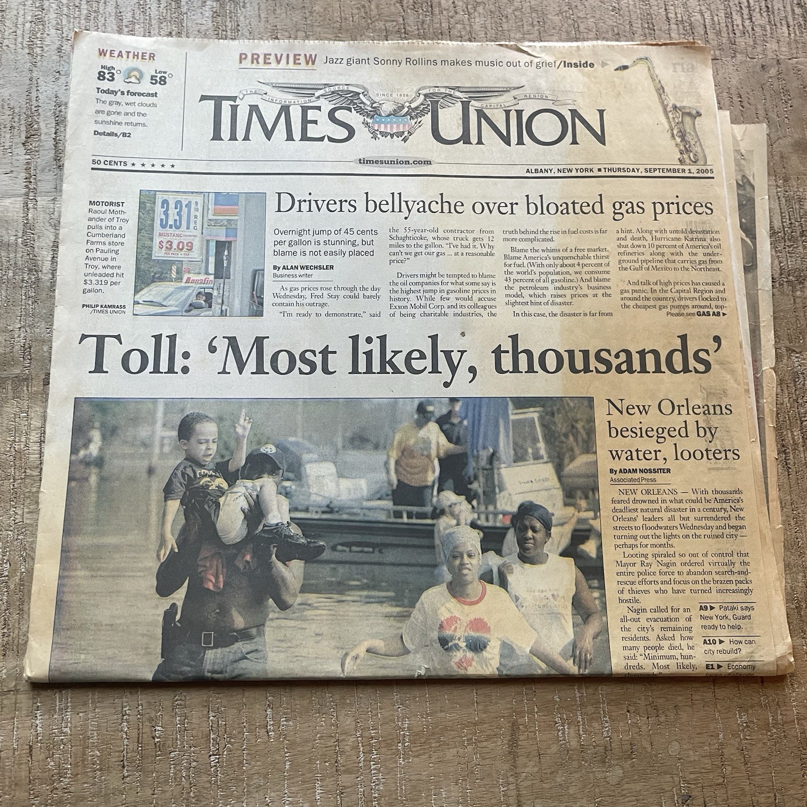 Times Union Albany, NY September 1, 2005, Hurricane Katrina
