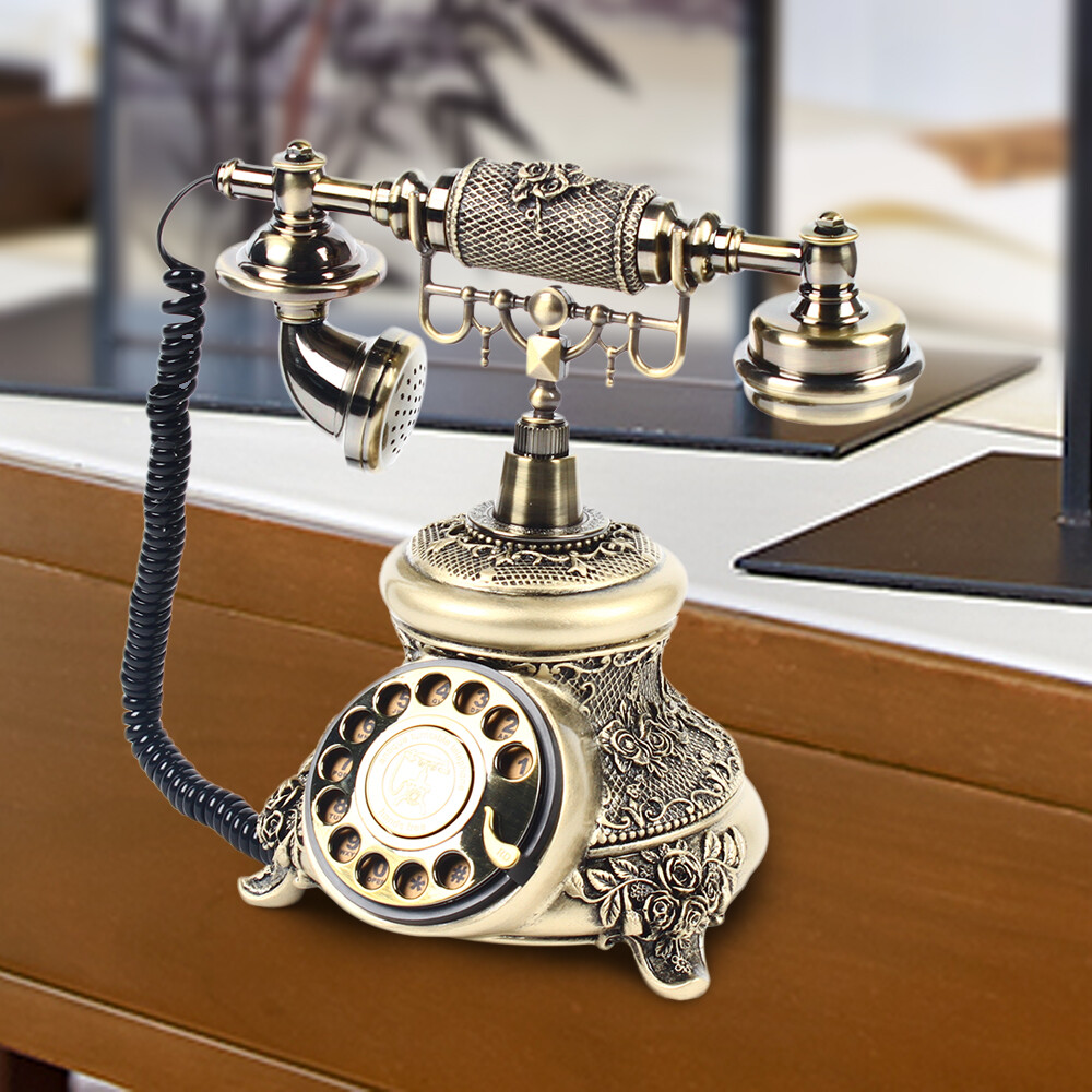 Vintage Rotary Dial Telephone Antique Brass Handset Retro Landline