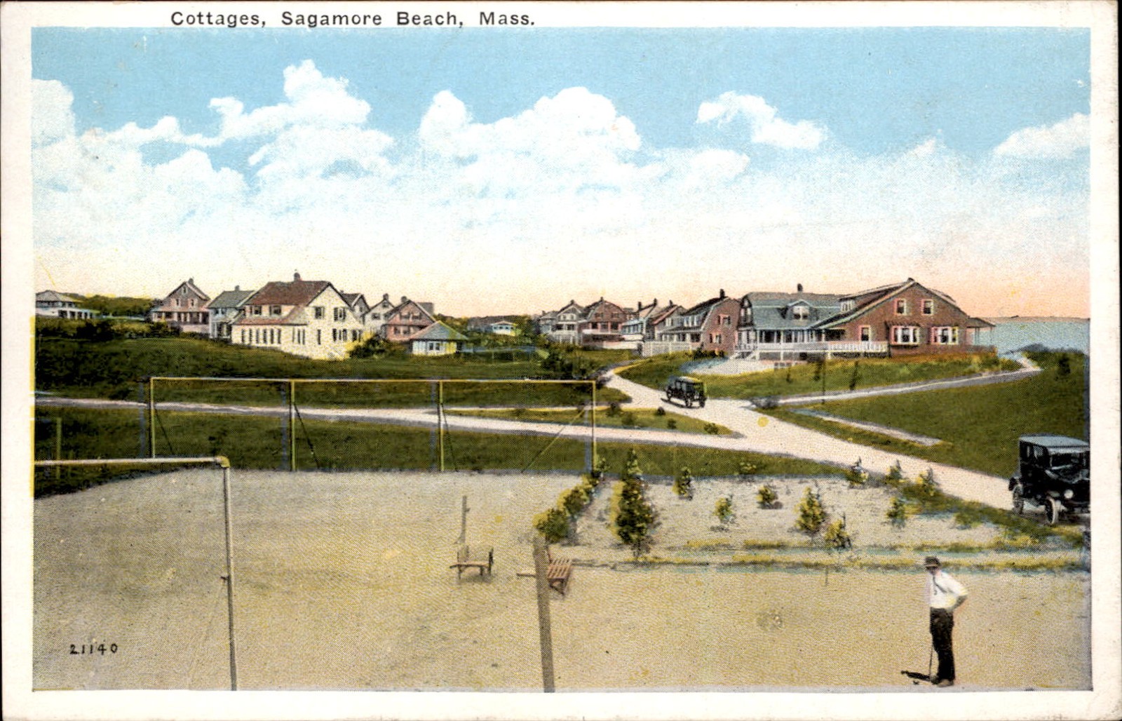 Sagamore Beach MA Cottages Adams Pharmacy c1900s-10s Vintage Postcard