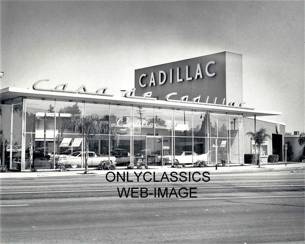 1959 CADILLAC AUTO DEALER NEW CAR SHOWROOM 8X10 PHOTO SHERMAN OAKS CALIFORNIA