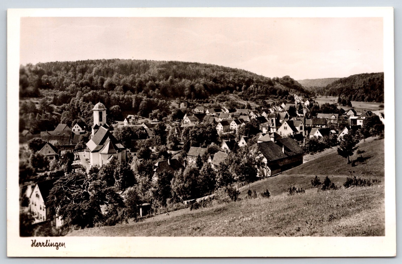 Herrlingen Village Germany Postcard RPPC