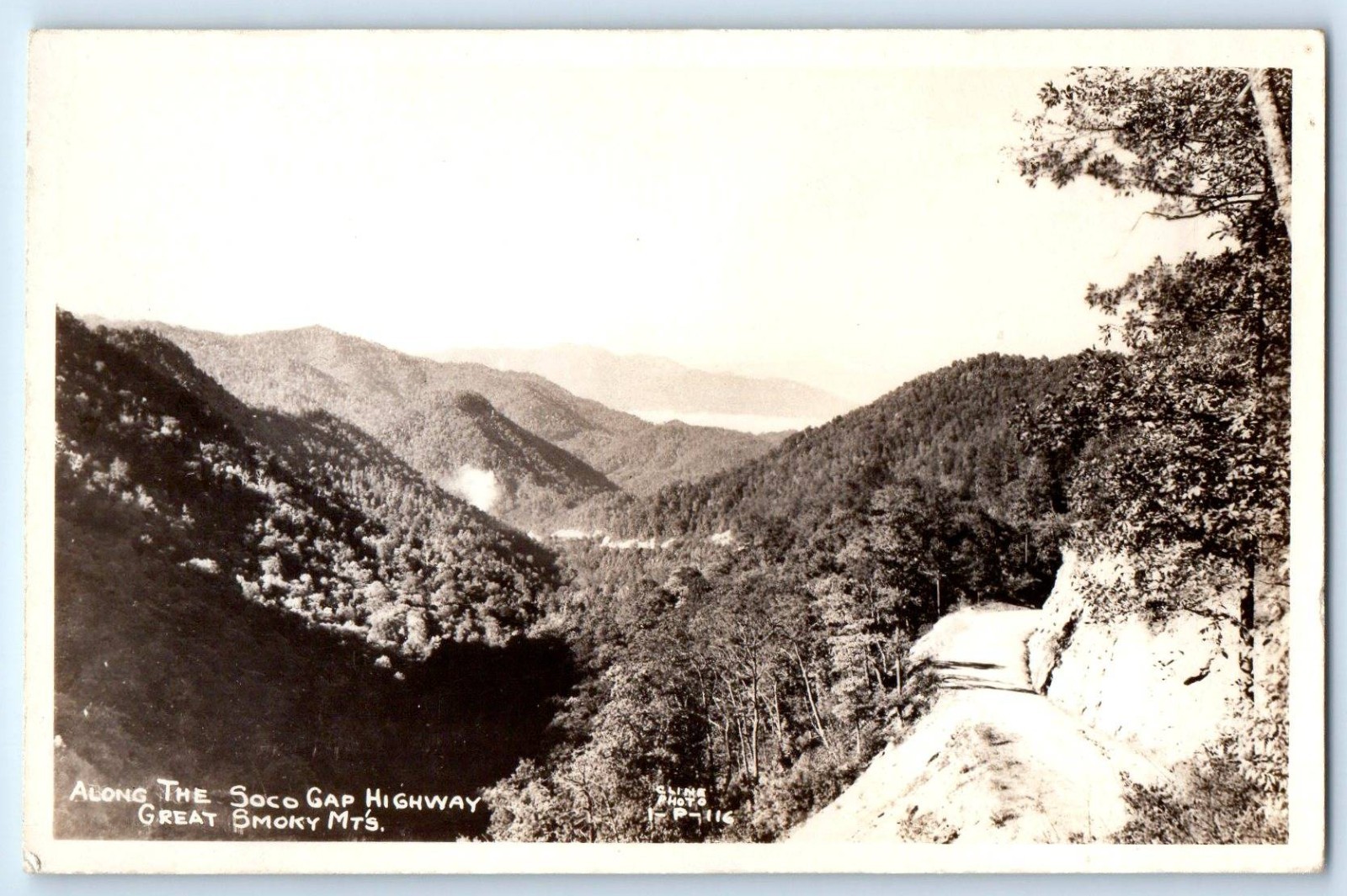Along The Soco Gap Highway Great Smoky Mts Tennessee Cline RPPC Photo Postcard