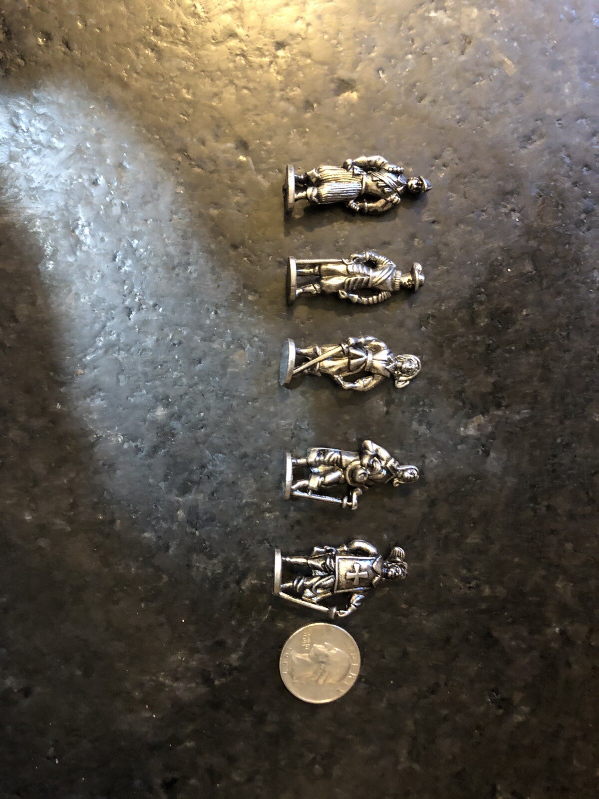 Lot of 5 - Miniature  Metal Musketeer Figure  1 1/2 Inches Tall