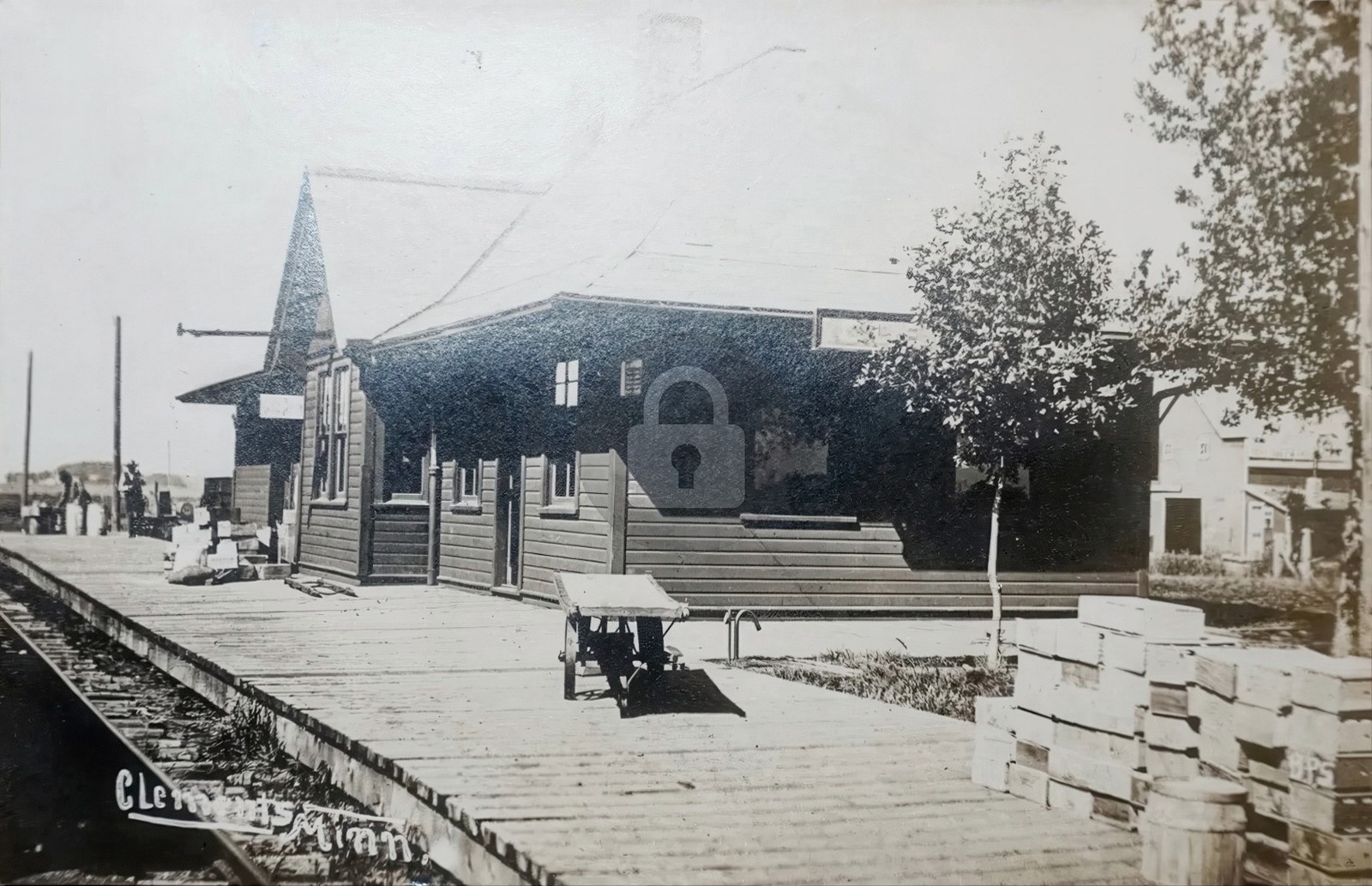 c1910 Chicago & Nth Western RR Depot CLEMENTS MN RPPC Photo Postcard COPY