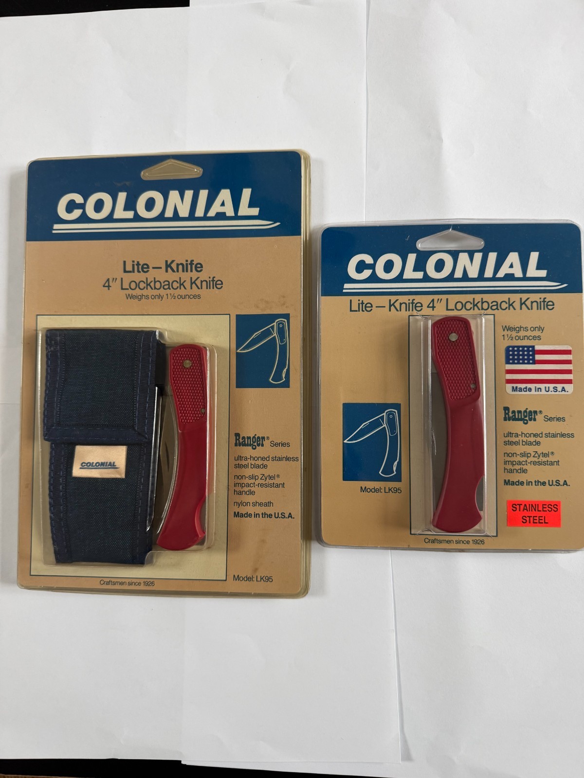 LOT OF 2 NOS Vintage Colonial Ranger LK95 Red Lite Knife 4 LOT OF 2 NOS Vintage Colonial Ranger LK95 Red Lite Knife 4