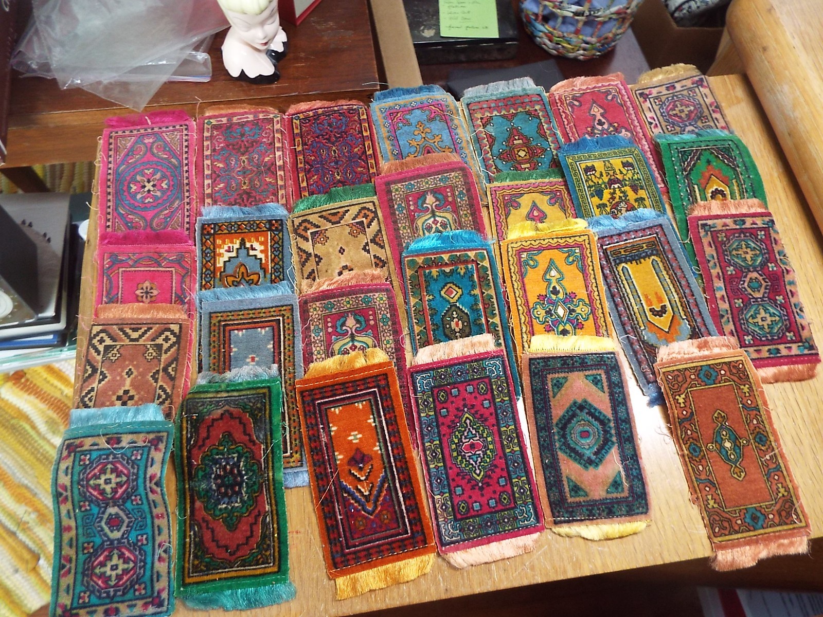 39 VINTAGE TOBACCO SILKS FRINGED MARKED FACTORY NUMBERS
