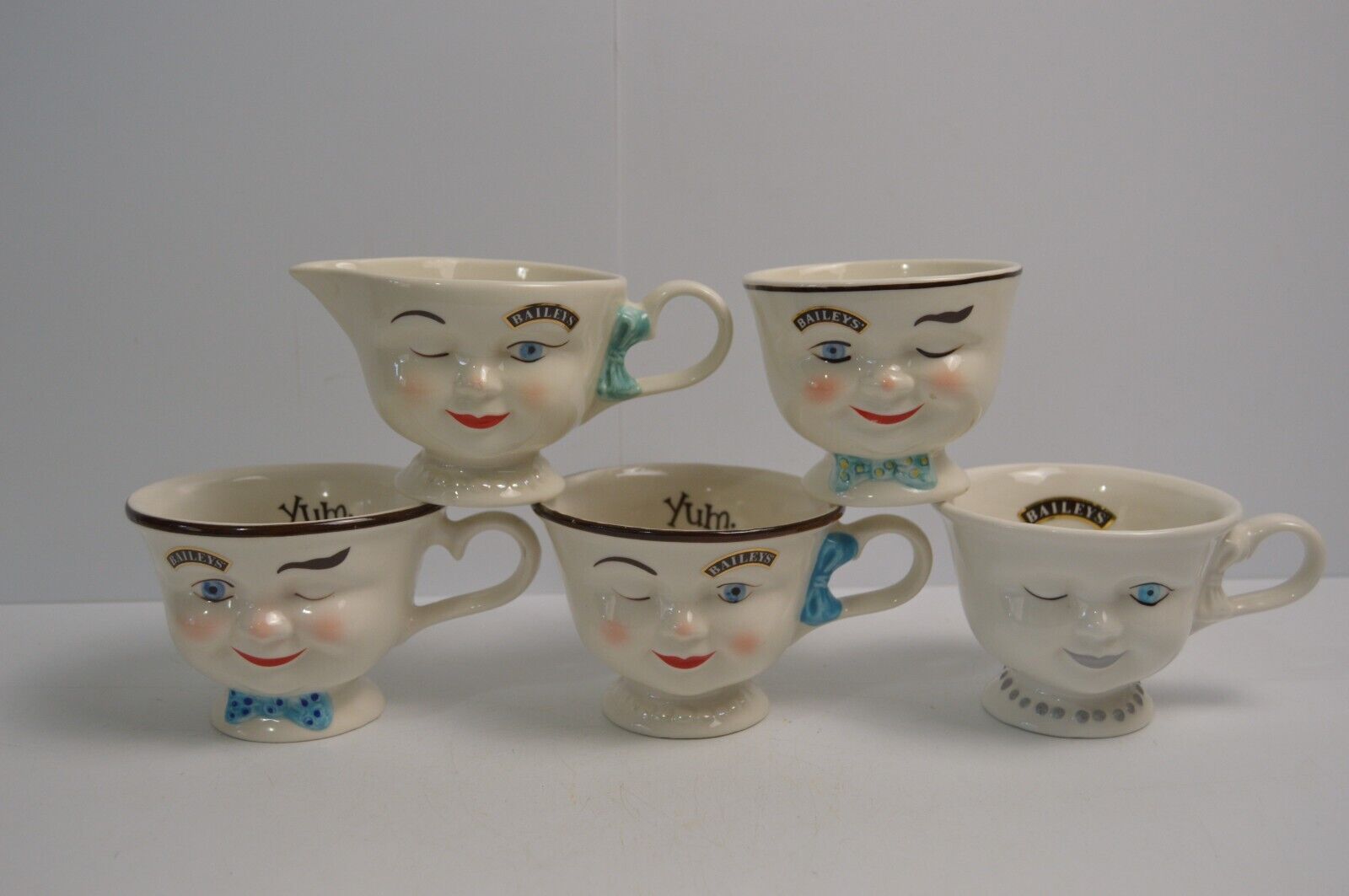 5 Baileys Irish Cream Winking Mugs Coffee Cups Collectible 1996 Barware