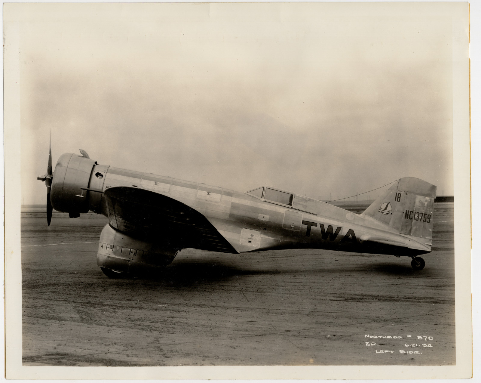 Northrop Gamma 2D TWA Mail Plane 1934 Original Factory Photo 8x10 Texaco 20